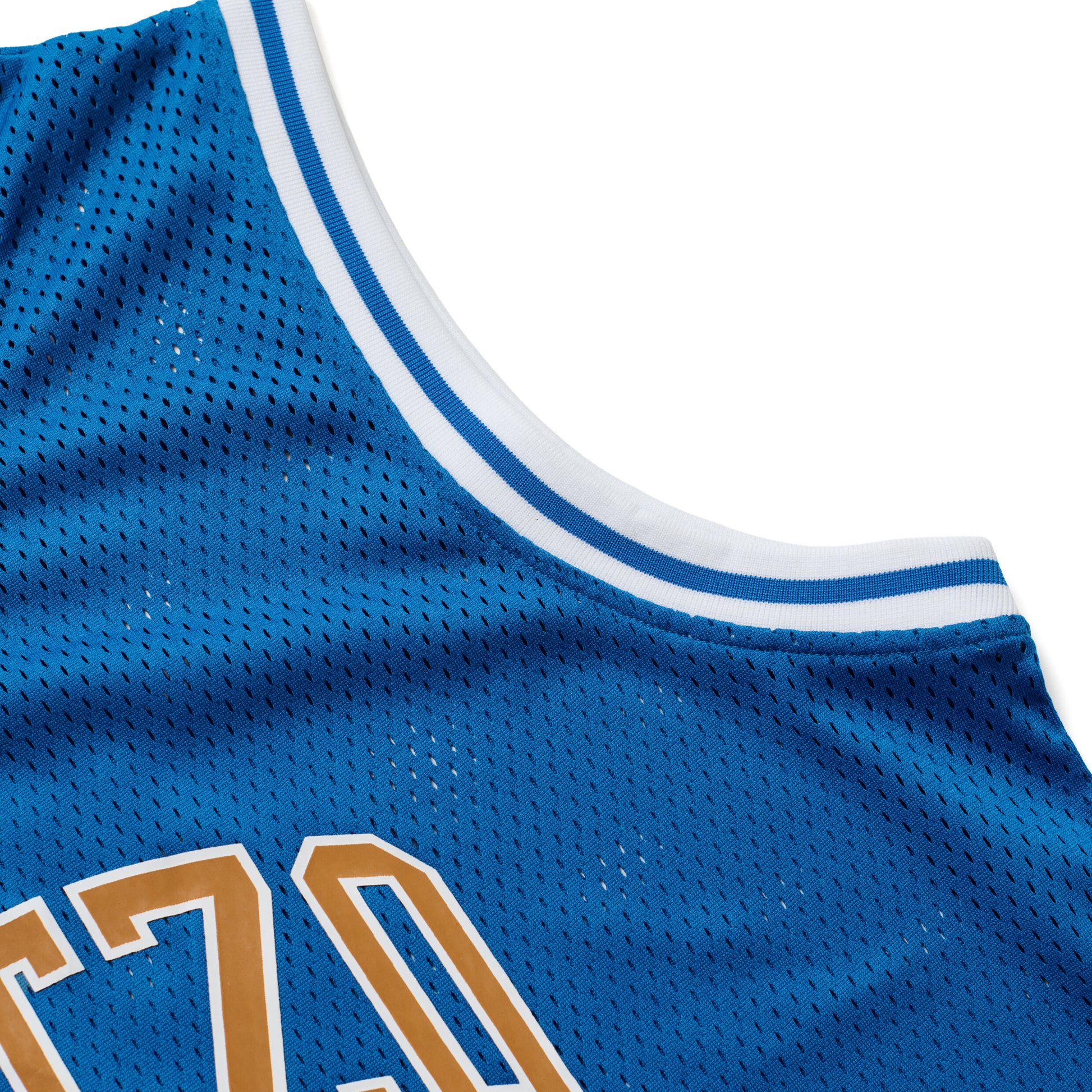 MUBI HAL & HARPER blue basketball jersey close-up